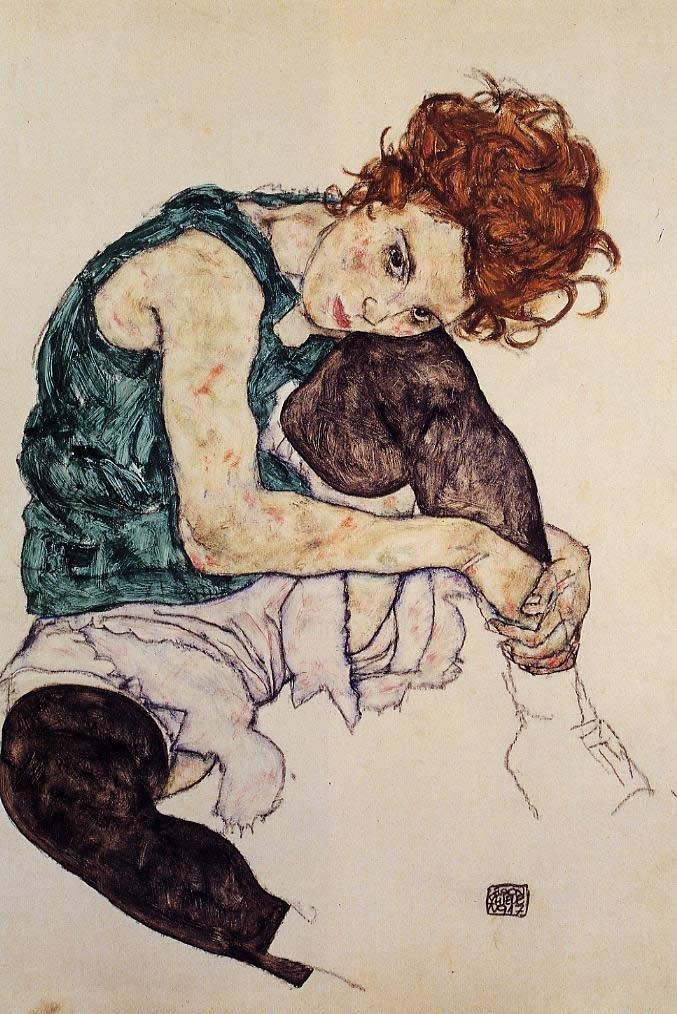 Egon Schiele Seated Woman with Bent Knee